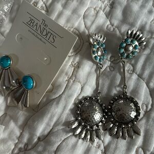 2 Bandits Silver and Turquoise Earrings